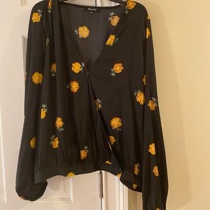 Madewell floral print long sleeve blouse